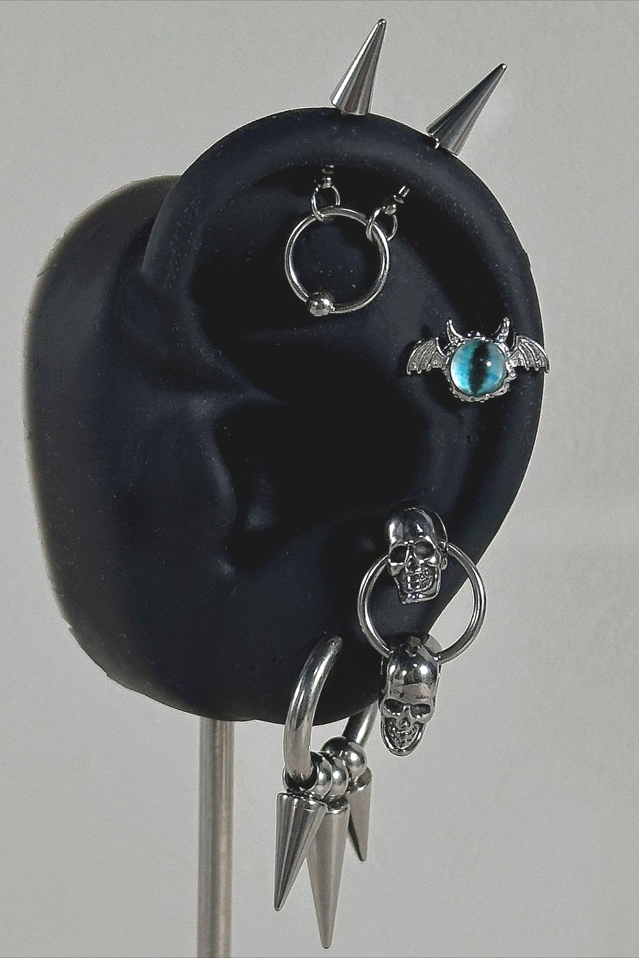 Punk Demon Eye Skull Spike Earrings Main image