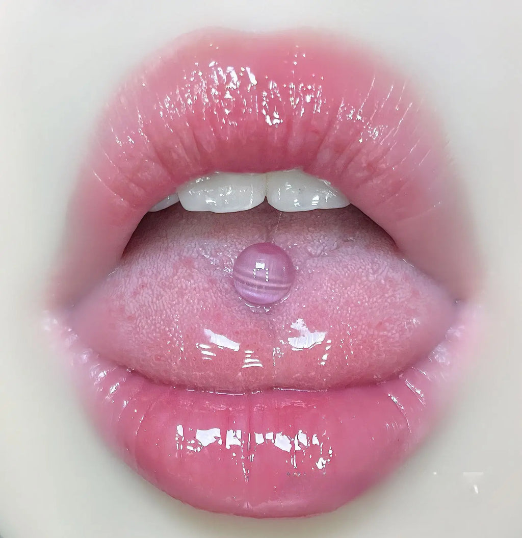 Transparent Opal Titanium Steel Tongue Ring