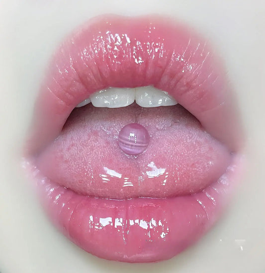 Transparent Opal Titanium Steel Tongue Ring
