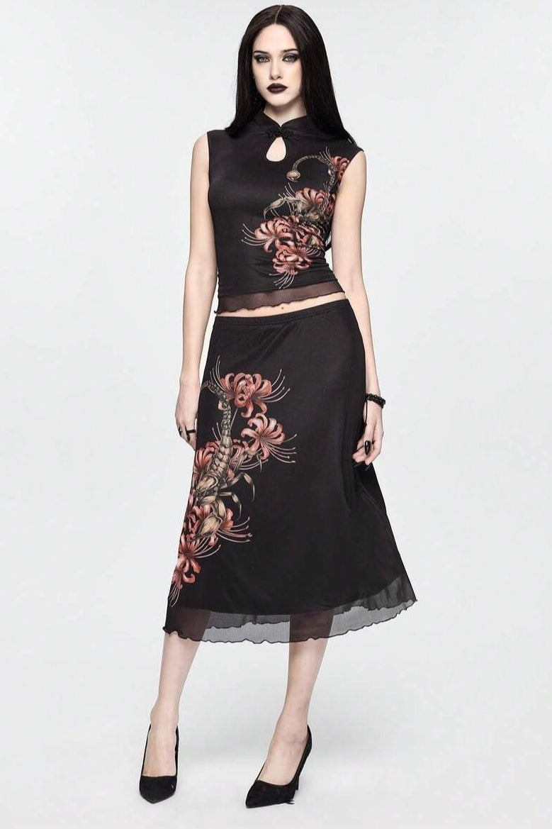 Floral Keyhole Tank Top And Skirt