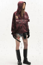 Mottled Graphic Zip Up Hoodies