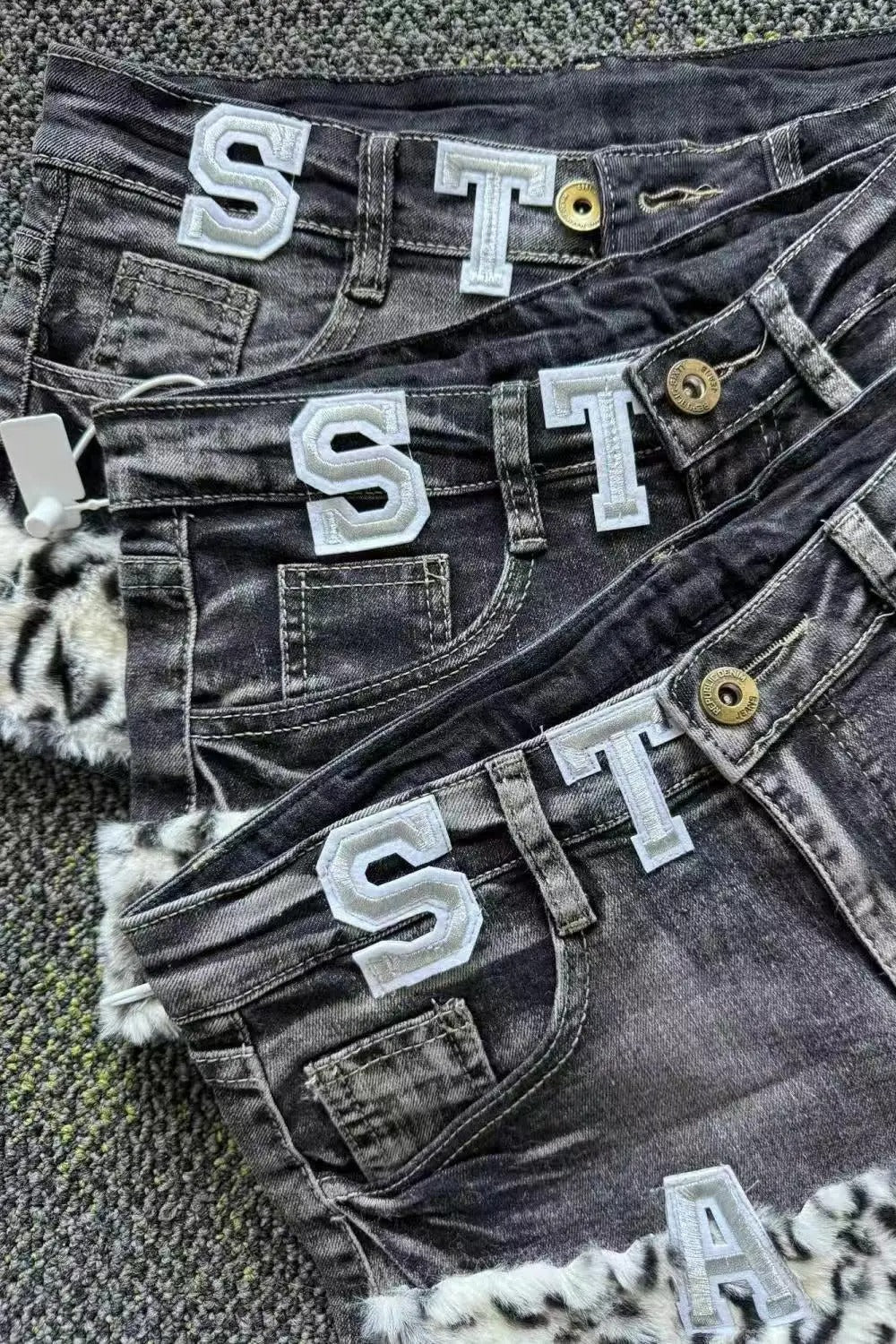 Punk Letter Print Low Rise Denim Shorts Secondary image