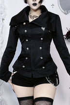 High Collar Metal Button Fitted Jacket
