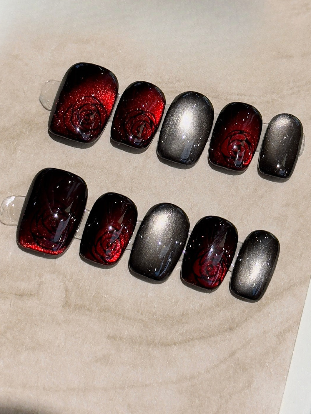 Gothic Blood Glass Press On Nails