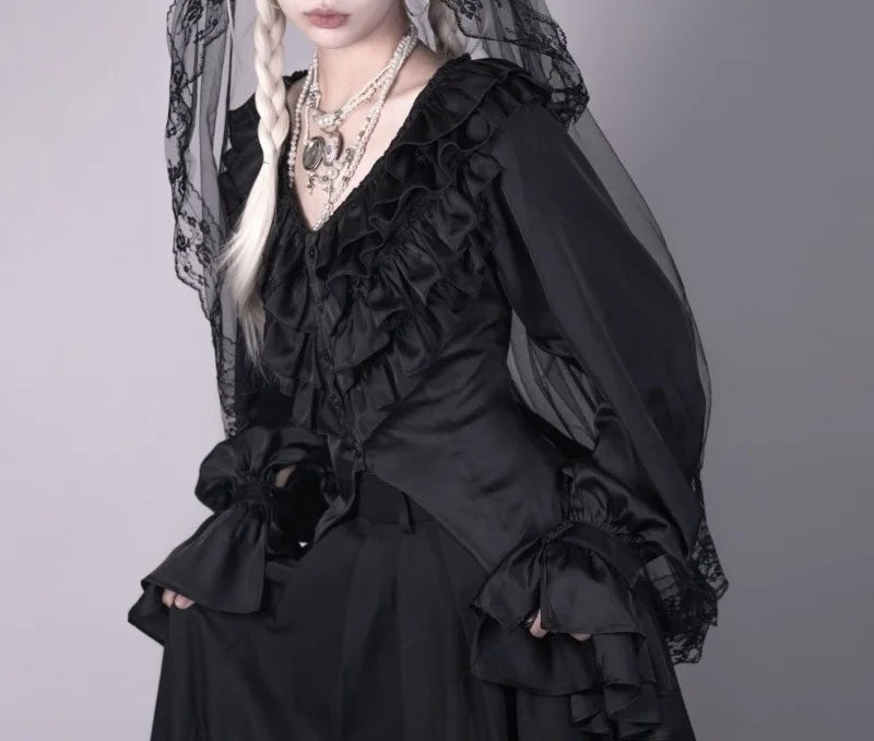 Victorian Lace V-Neck Blouse Main image