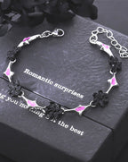 Dark Purple Black Floral Bracelet