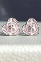 Vintage Enamel Pink Heart Earrings