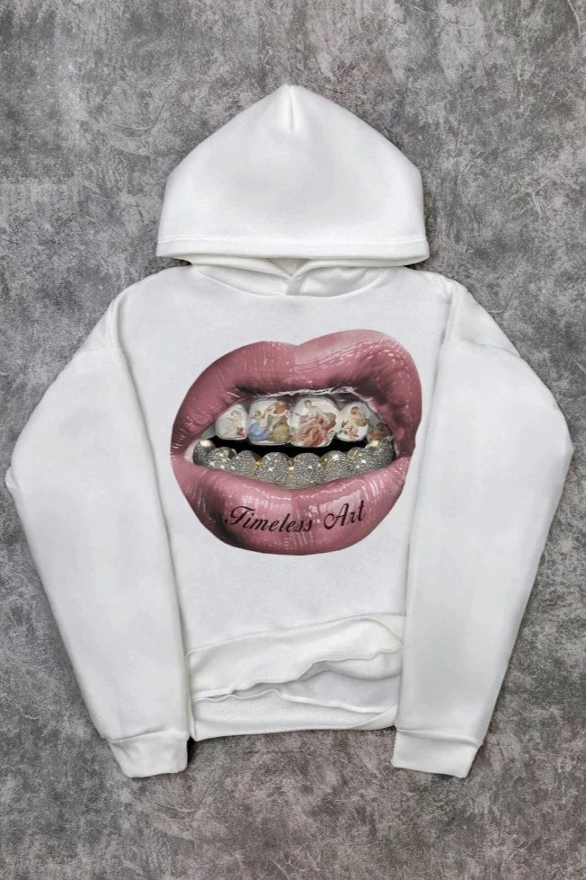 Rhinestone Lips Graphic Hoodie Main image