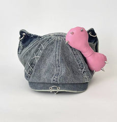 Dark Punk Kitty Ear Denim Hat