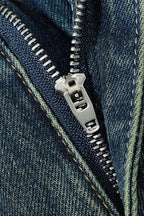 Washed Denim Cropped Pants