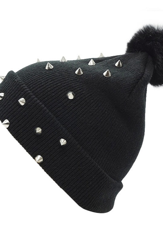 Warm Punk Rivet Knit Hat Secondary image
