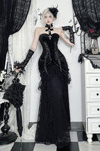 Velvet Lace Gothic Midi Skirt