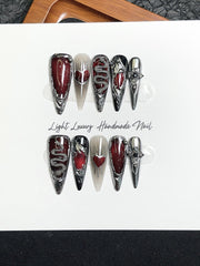 Dark Snake Pattern Gothic Fake Nails