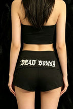 Studded Graphic Foldover Hot Pants
