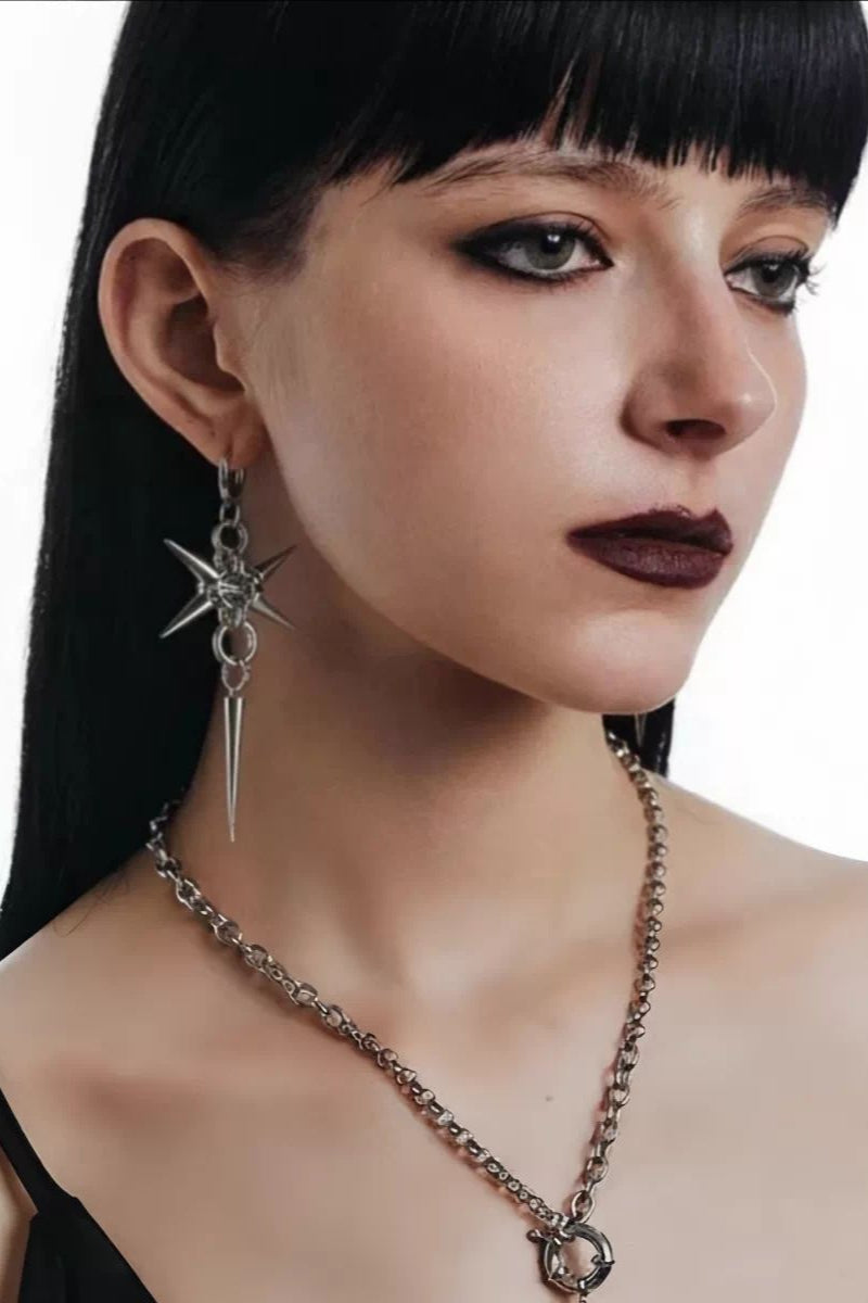 Star Spike Chain Drop Earrings