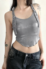 Silver Matte Cyberpunk Crop Top
