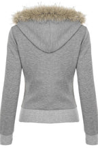 Fluffy Trim Letter Graphic Hoodies