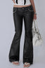 Studded Pocket Coated Flared Pants