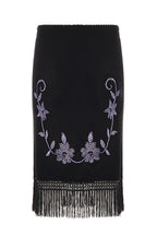 Floral Motif Fringe Hem Skirts