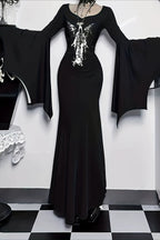 Batwing Cuff Graphic Maxi Dress
