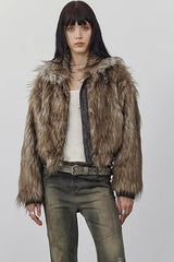 Double Faced Plush Patchwork Coat