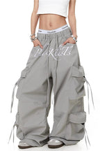 Embroidered Drawstring Cargo Pants