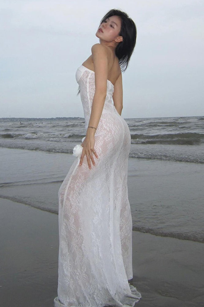 Black Off Shoulder Sheer Maxi Dress