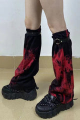 Gothic Red Tie-Dye Slimming Calf Leg Warmers