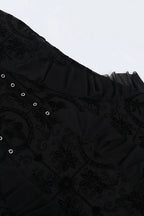 Goth Dark Flocking Print Halter Bandage Maxi Dress
