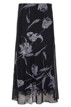 Monochrome Floral Mesh Midi Skirts