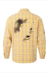 Unisex Yellow Plaid Graffiti Punk Loose Blouse