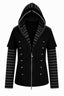 Button Front Layered Stripe Hoodies