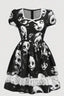 Doll Print Lace Trim Mini Dress