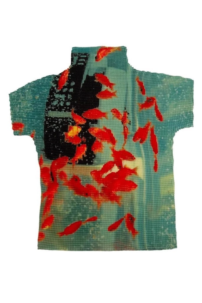 Millennium Goldfish Print Ruched Knit T-Shirt