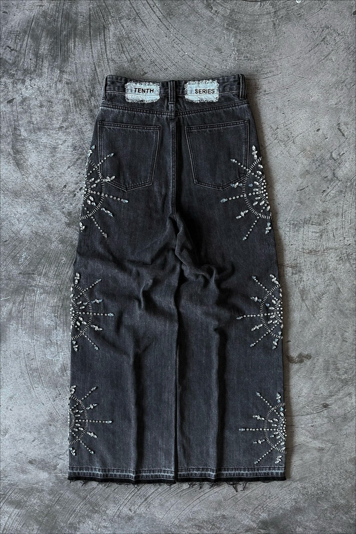 Street Punk Rhinestone Studded Denim Pants