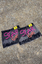 Graffiti Washed Denim Mini Skirt