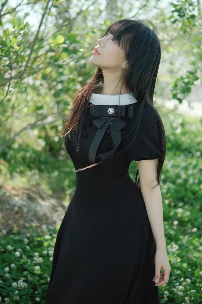 Elegant Crane Print Retro Maxi Dress