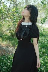 Elegant Crane Print Retro Maxi Dress