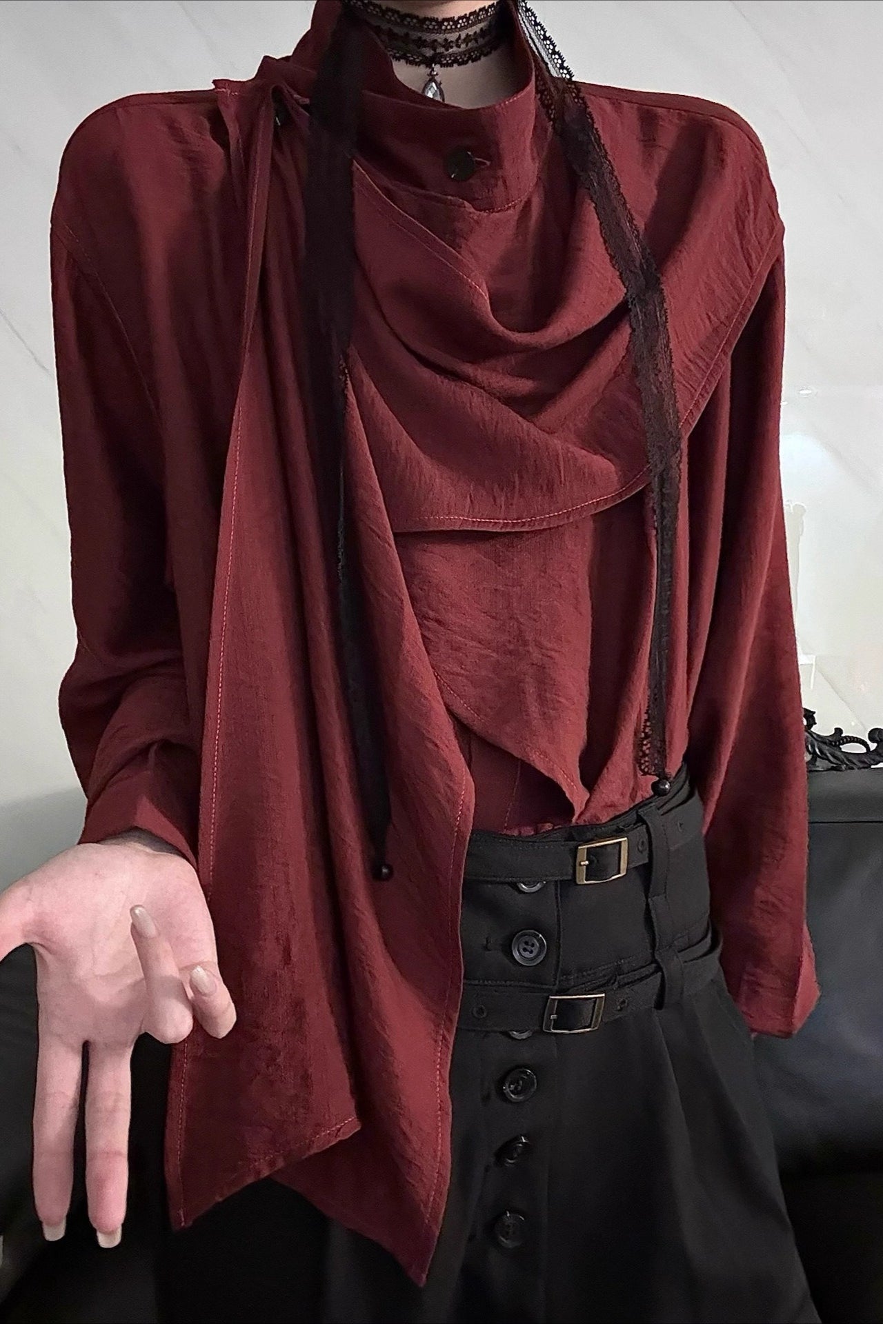 Vintage Asymmetrical Patchwork Blouse Secondary image