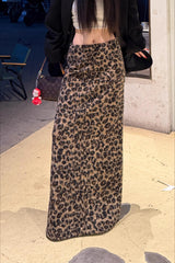 Versatile Leopard Print High-Waisted A-Line Midi Skirt