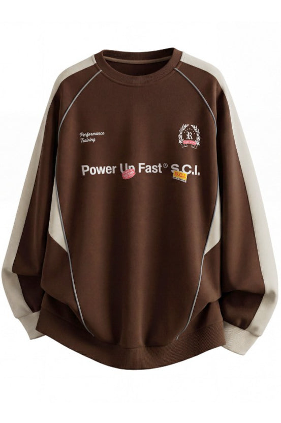 Contrast Raglan Racing Graphic Sweatshirt
