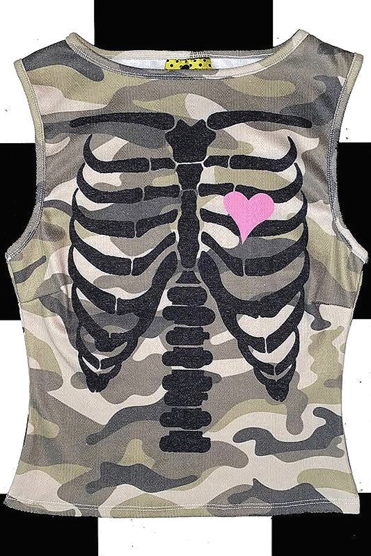 Y2K Camo Back Print Tank Top Main image