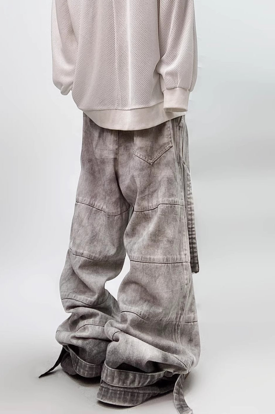 Distressed Mud-Wash Cargo Jeans