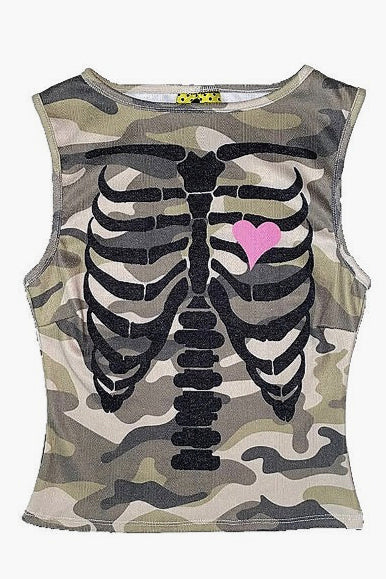 Y2K Camo Back Print Tank Top Secondary image
