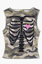 Y2K Camo Back Print Tank Top