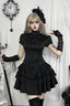 Black Gothic Button Front Layered Mini Dress