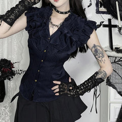 Sleeveless Lace-Up Corset Blouse