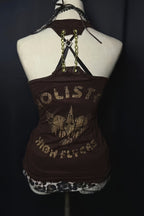 Leopard Splice Slim Halter Top