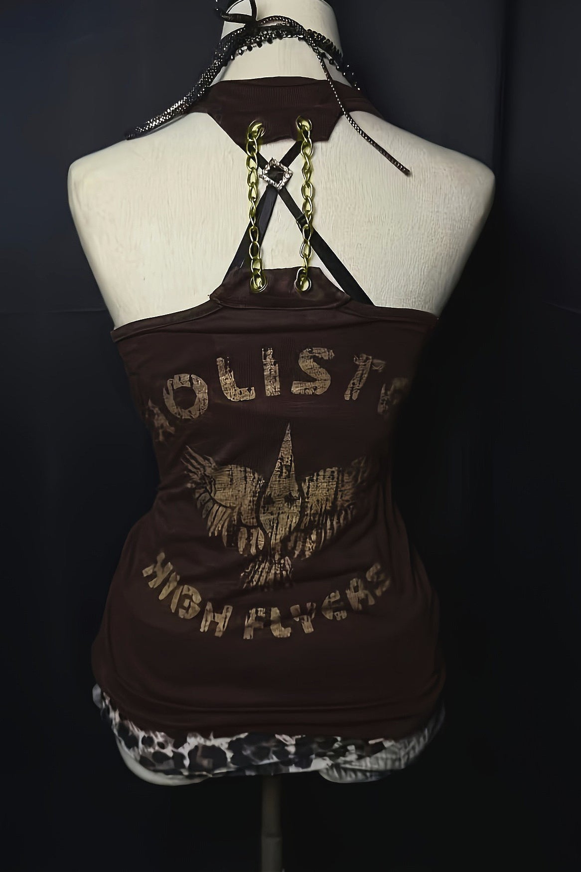 Leopard Splice Slim Halter Top
