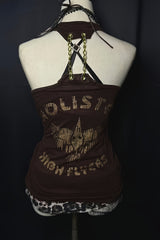 Leopard Splice Slim Halter Top